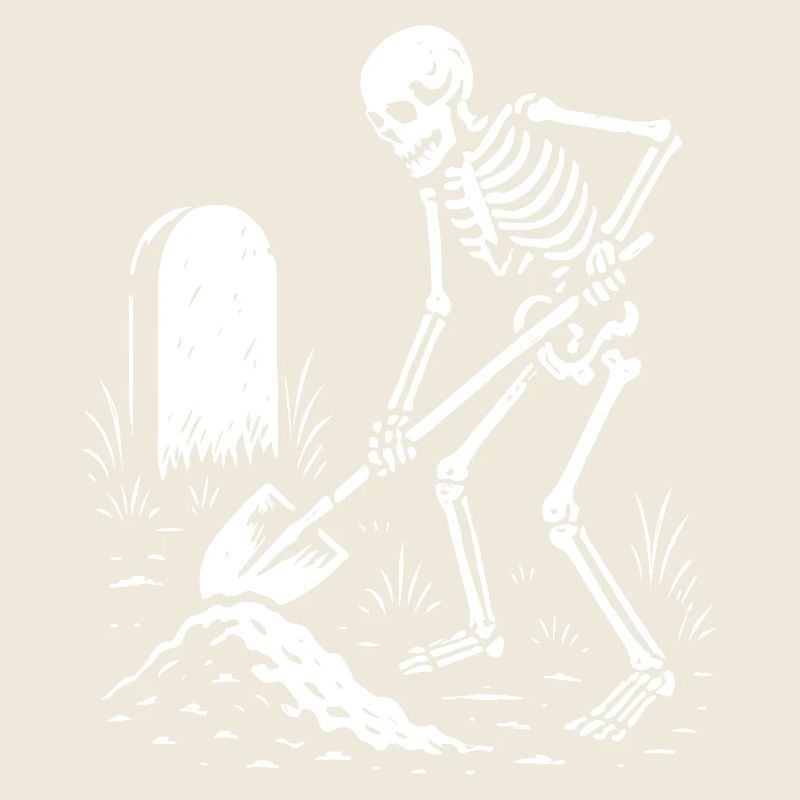 Skeleton Digging in Graveyard