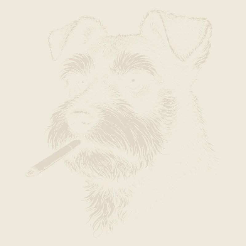 Hundeporträt von Schnauzer mit Zigarette