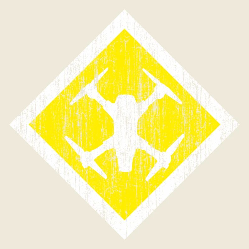 Cool drone shield in check shape on a yellow background