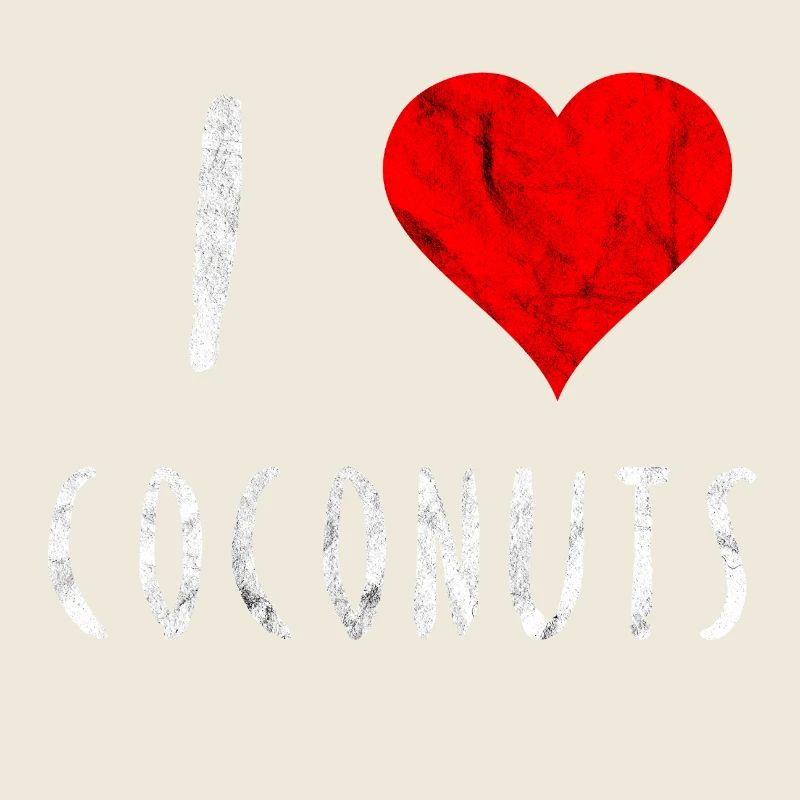 I love Coconuts Kokosnuss Rotes Herz Geschenk Idee