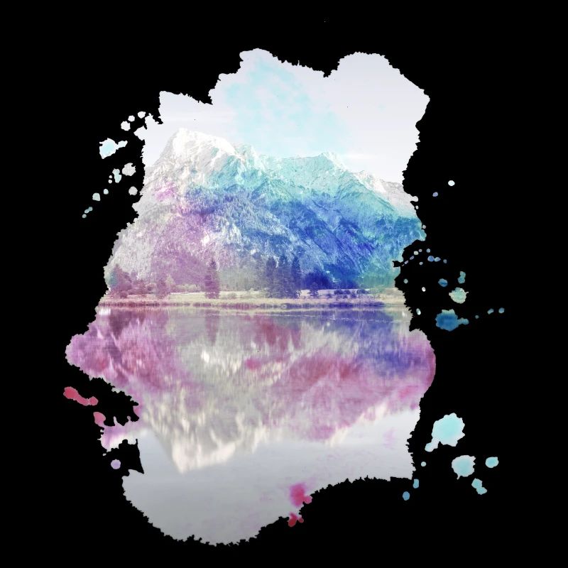 Fantasy Spiegel See Berge Farben Bunt Geschenk