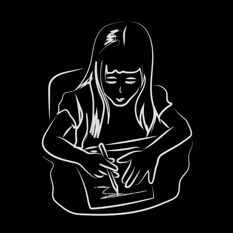 Fille crayon dessin art idée cadeau