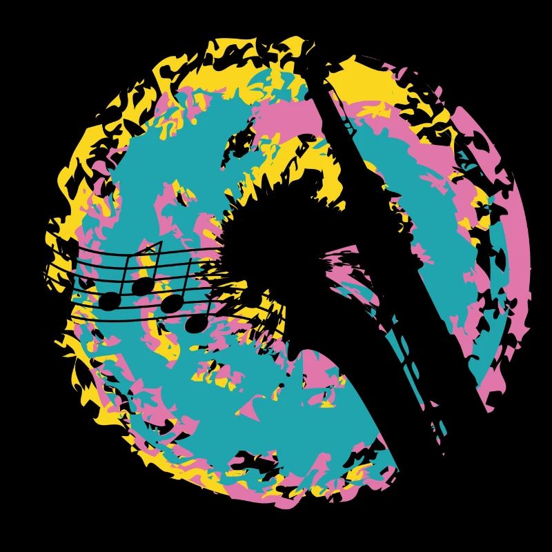 Saxofon auf Farbklecksen