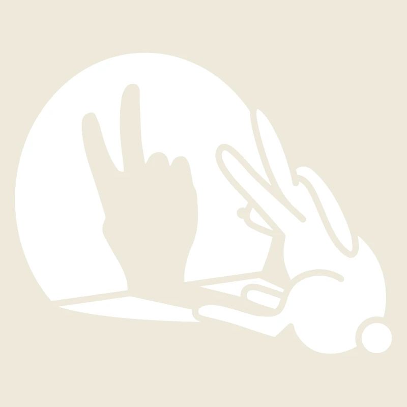 Funny rabbit hare shadow hand victory peace V sign