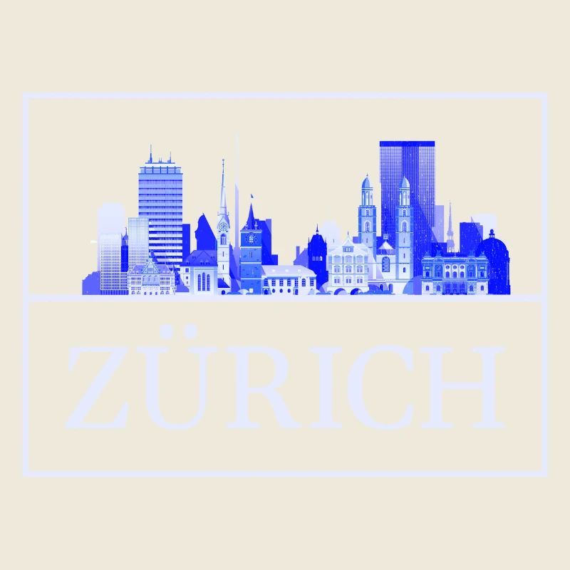Silhouette bleue de Zurich Skyline