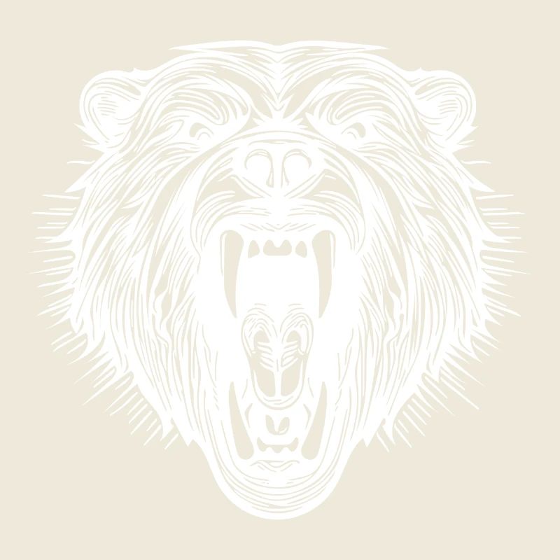 Angry bear's head with sharp teeth