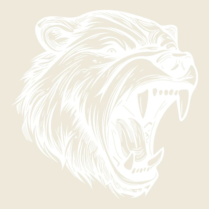 Angry Bear Tattoo Portrait with Sharp Teeth