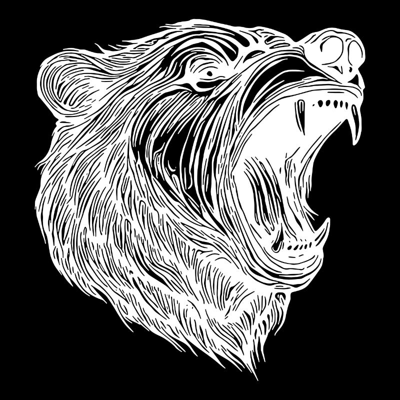 Wild bear head with sharp teeth
