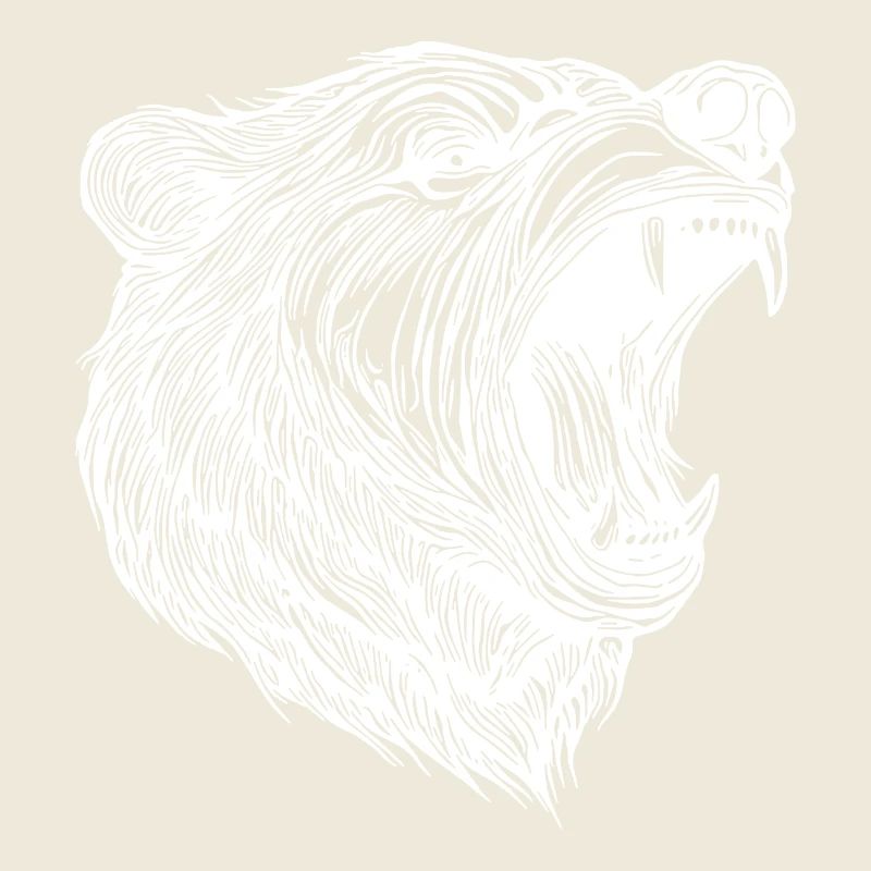 Wild bear head with sharp teeth