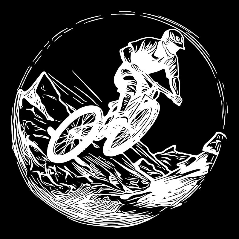Springender Mountainbiker mit Fahrrad