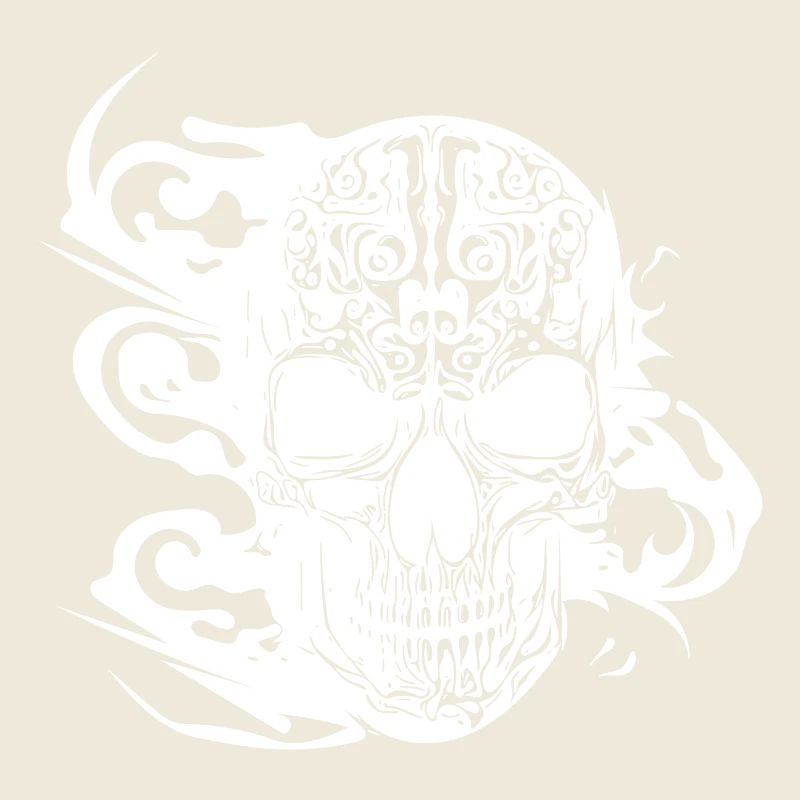 Burning grinning tattoo skull