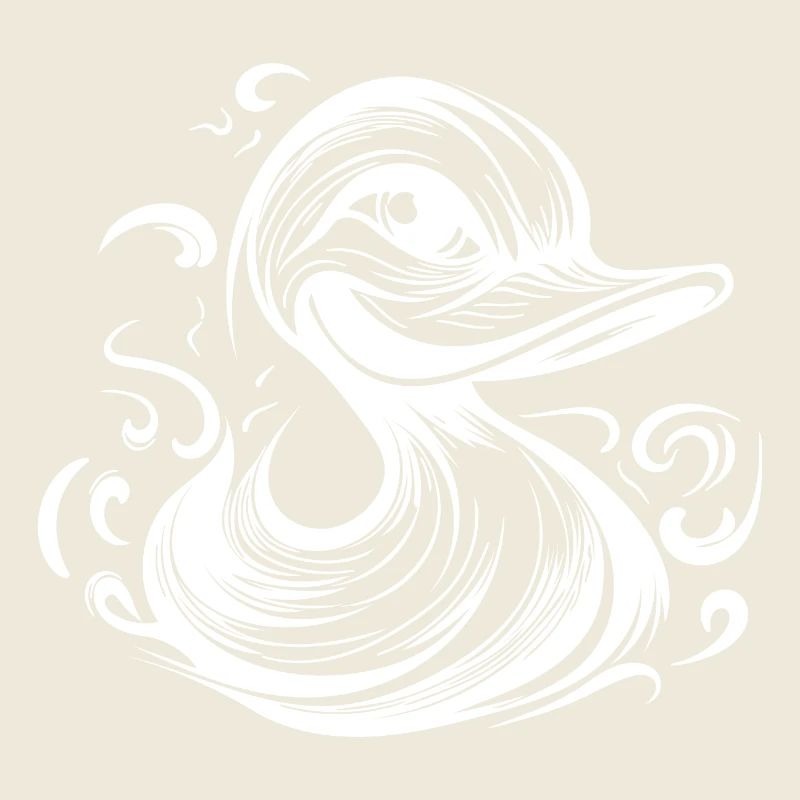 Funny grinning duck with huge beak