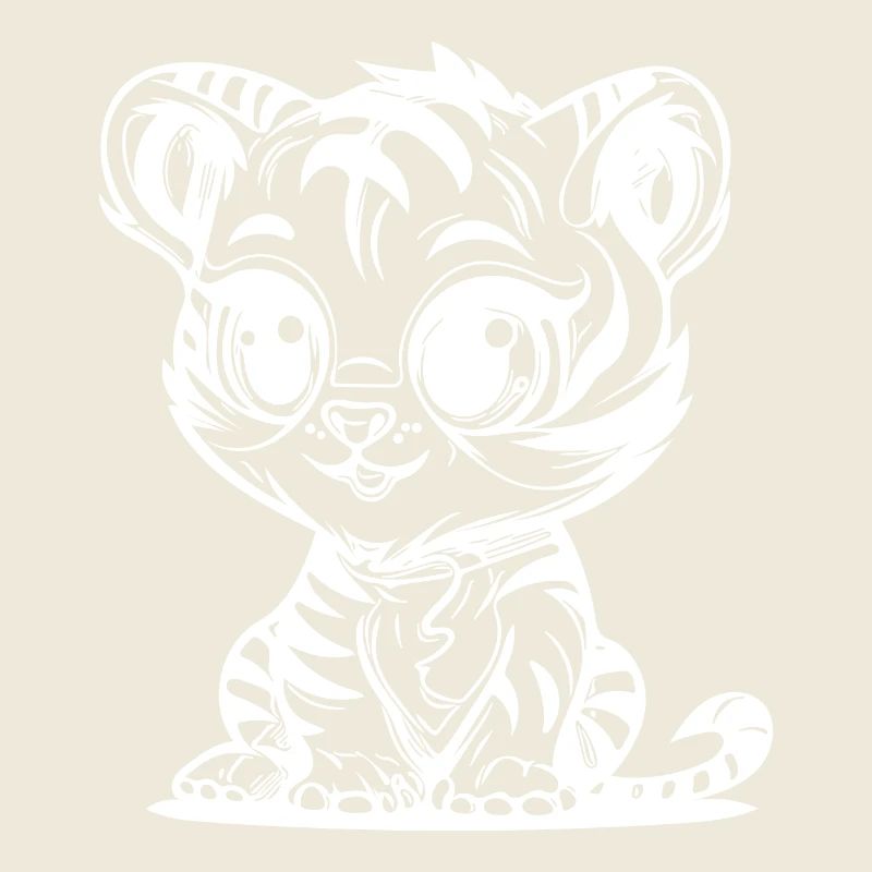 Petit tigre mignon avec de grands yeux d’enfants
