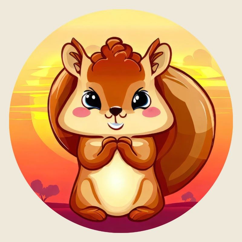 Squirrel sunset looks mischievous