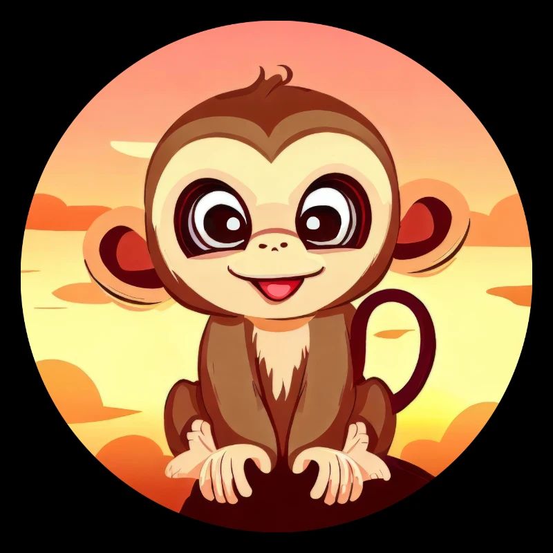 Singe Chimpanzé Round Sunset