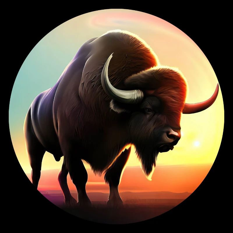 Cow, Ox, Bull, Bison at sunset - Nat