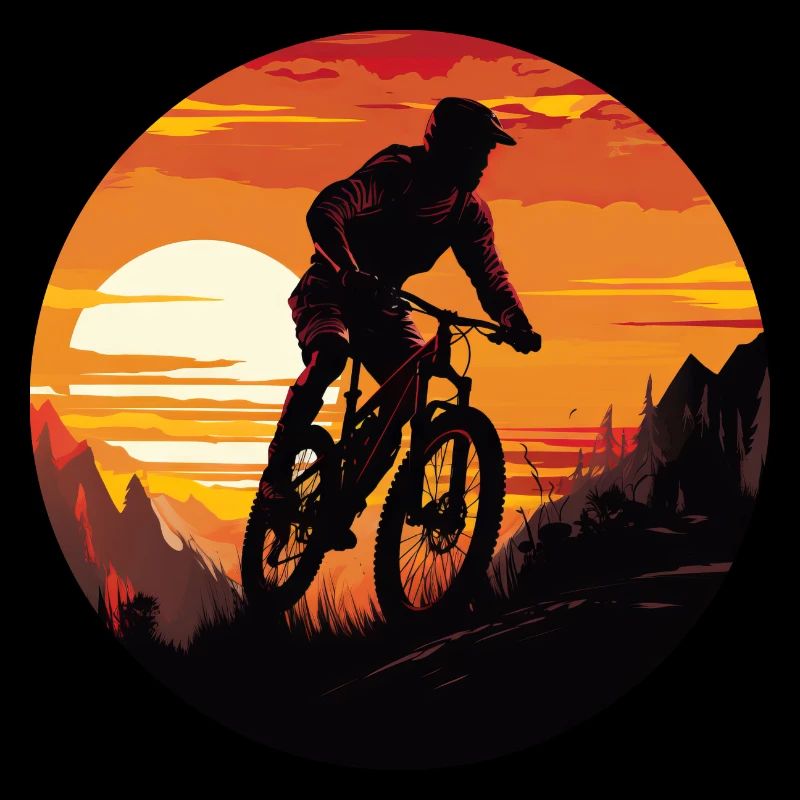 MTB Downhill Cyclist Silhouette,