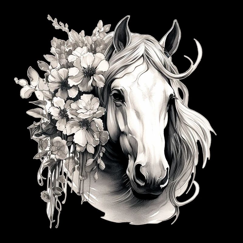 Cheval avec des fleurs