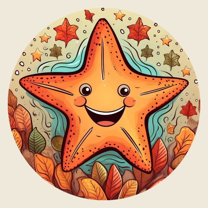 Autumnal underwater world: fish meets starfish