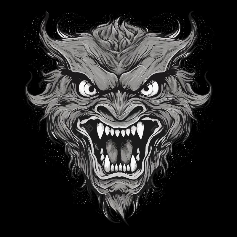 Wild werewolf with nasty teeth, sharp teeth