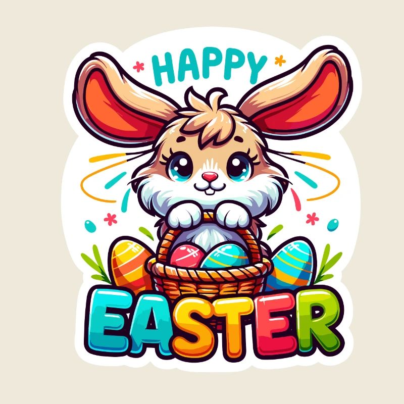 Joyeuses Pâques - Illustration de lapin de Pâques