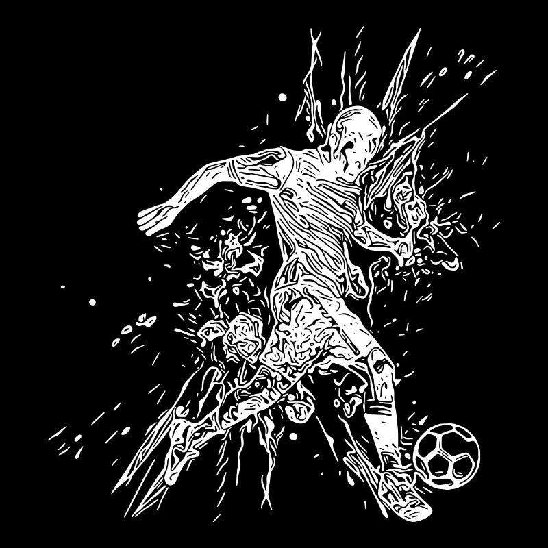 Fussballspieler im Splash kickt einen Ball