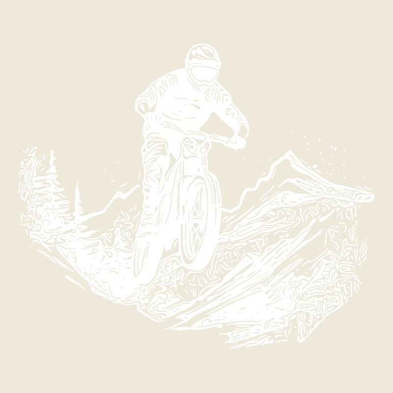 Mountain biker forest path mountain downhill