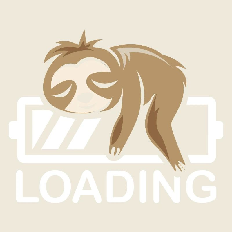 funny sloth loading battery icon comic