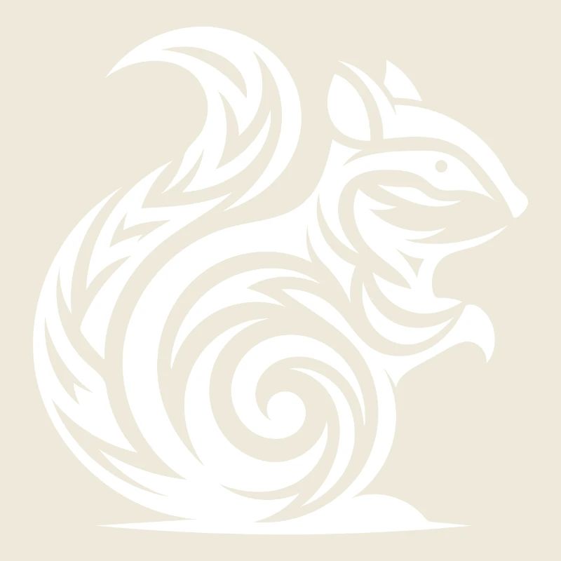 Cute little baby squirrel in tattoo style