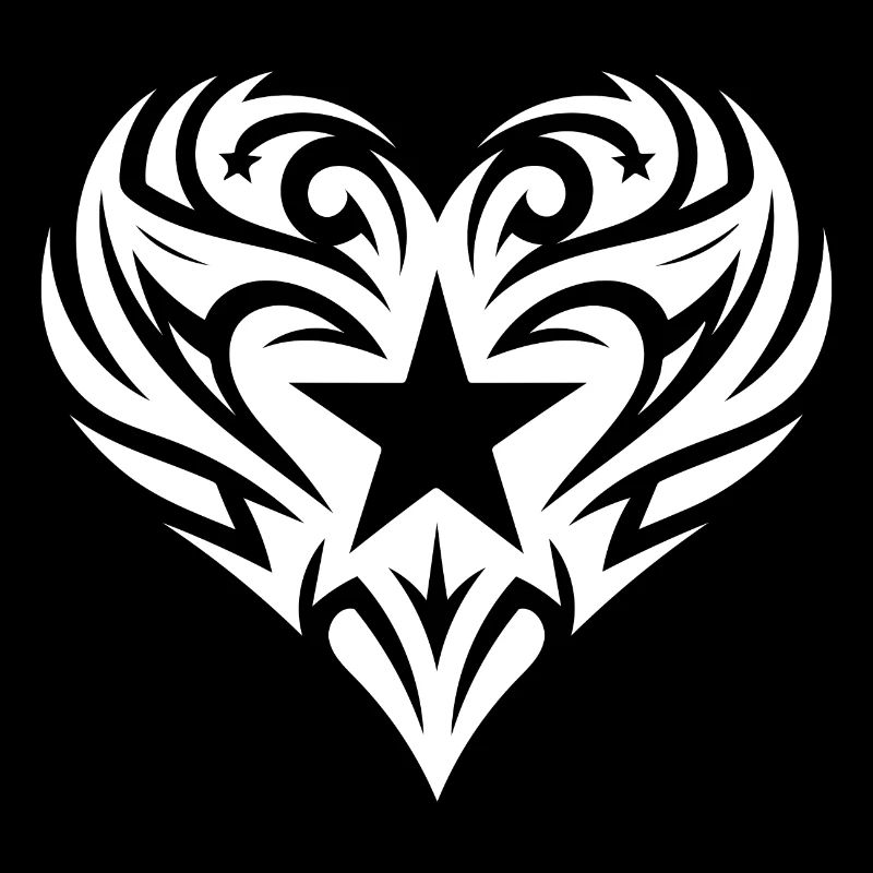 Tribal Tattoo Herz Linien mit Sternen