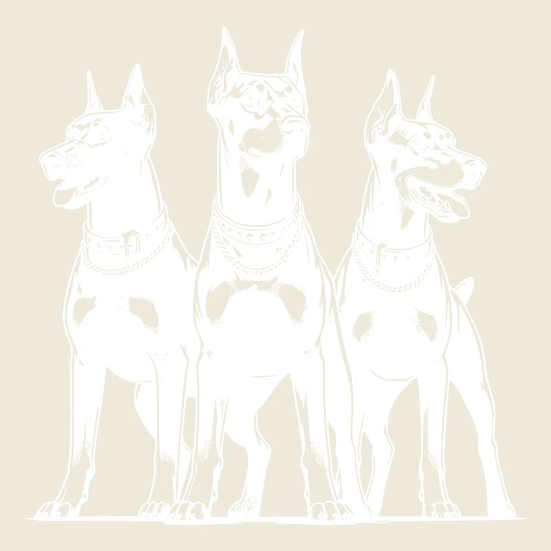 Drei elegante wachsame Dobermänner Hunde