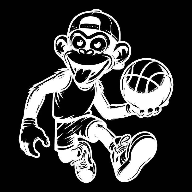 Basketball monkey coach with ball and cap