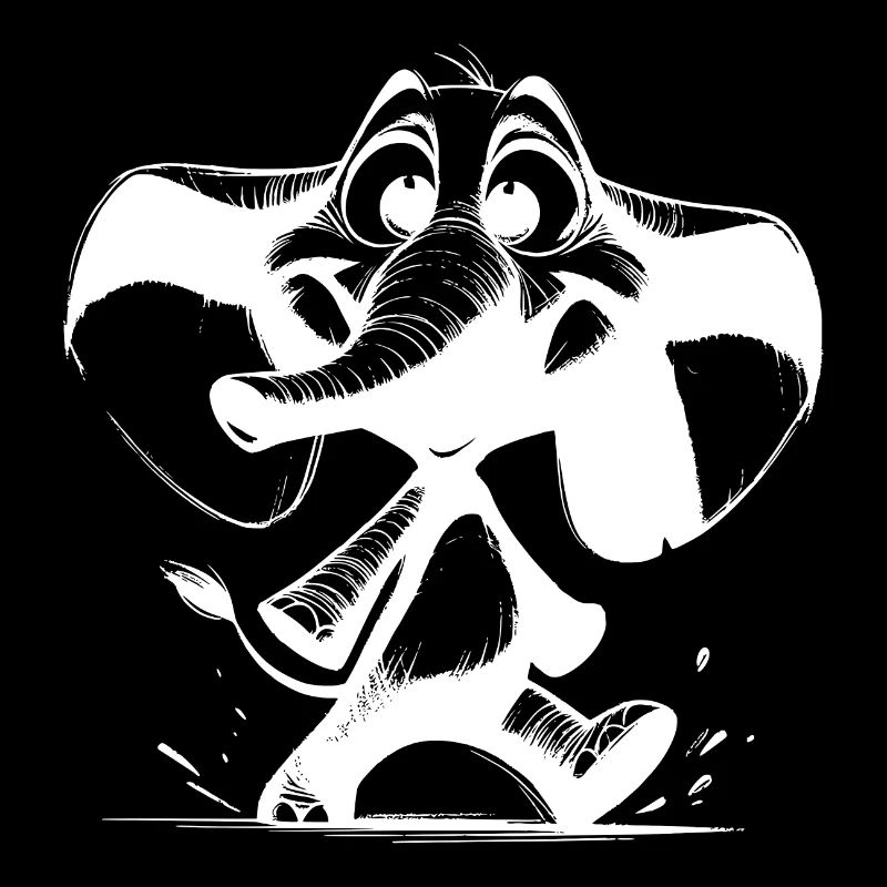 Witziger Elefant riesiger Rüssel und große Ohren