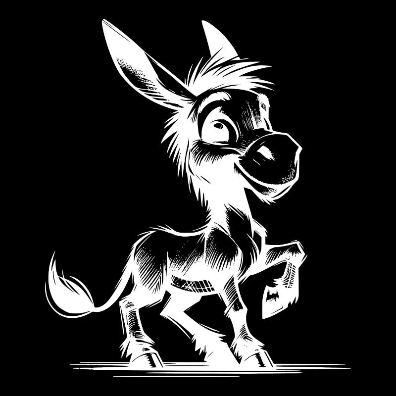 Long Eared Donkey Pencil Sketch