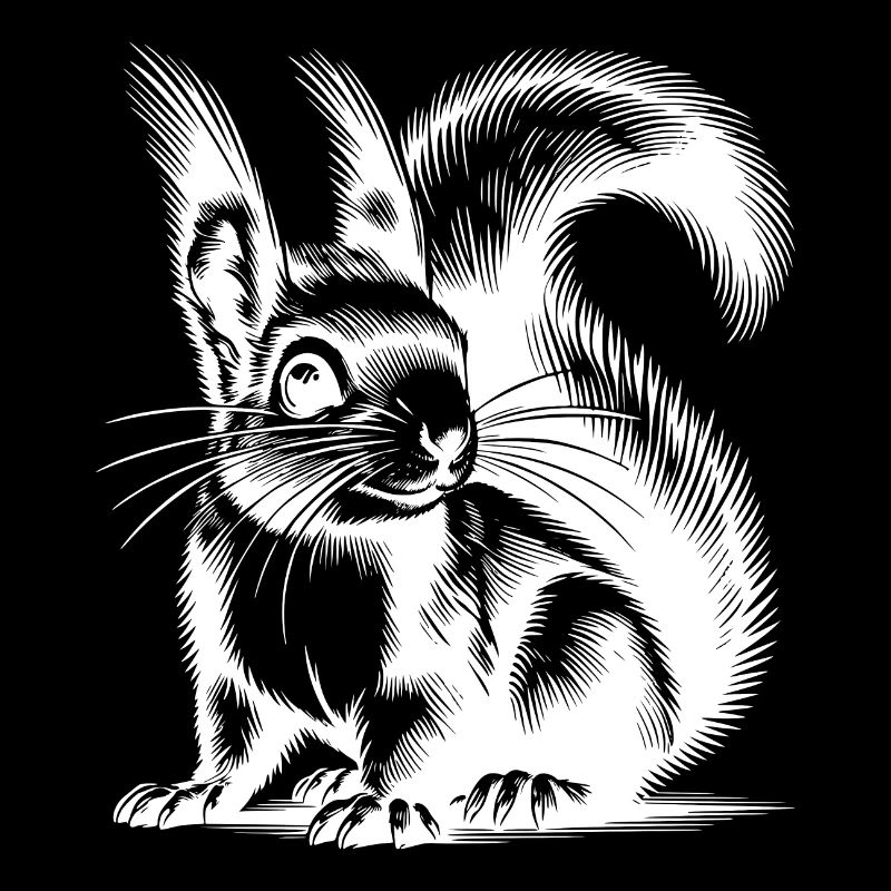 Baby Kids Squirrel Pencil Drawing
