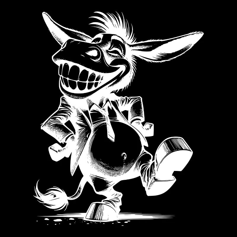 Grinning Donkey Long Eared Caricature Drawing