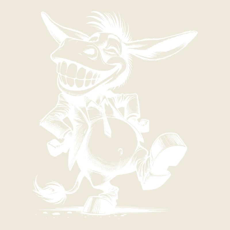 Grinning Donkey Long Eared Caricature Drawing