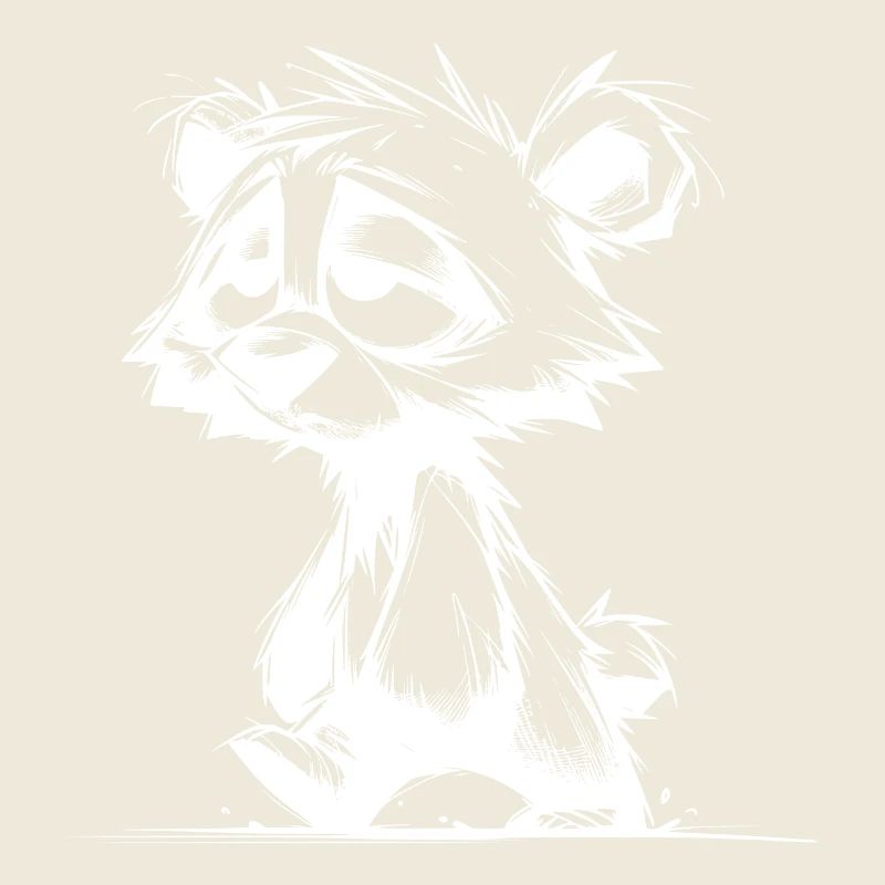 Fuzzy sleeping tired bear sketch