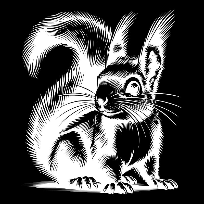 Children's Sketch Squirrel Pencil Drawing