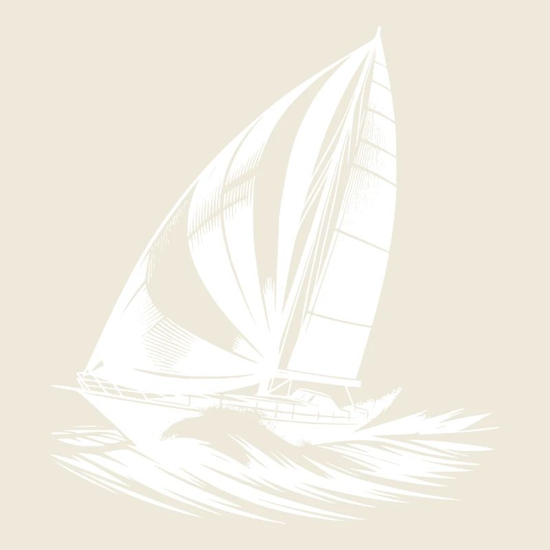 Elegant sailboat ploughs through the wave