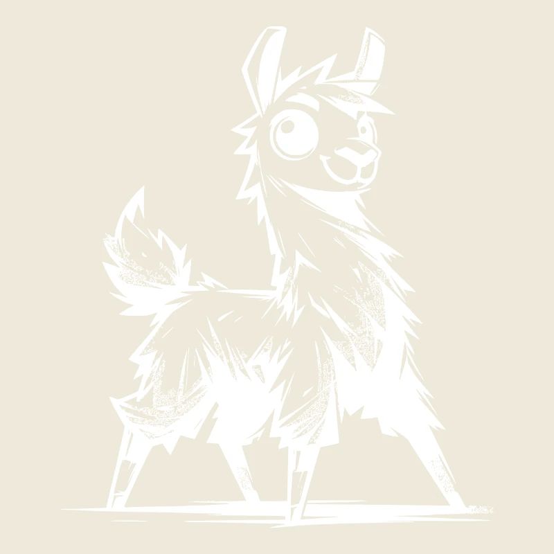 Friendly Curious Lama Crayon Style de Croquis