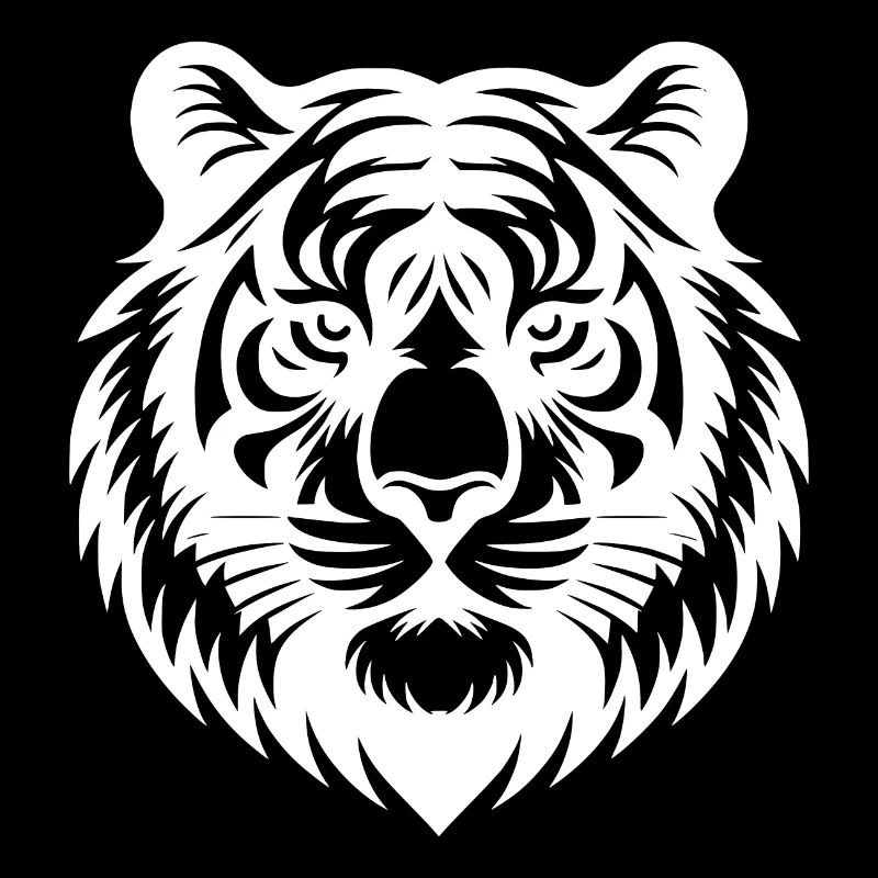 Grimmiger Tattoo Tiger Kopf Zeichnung