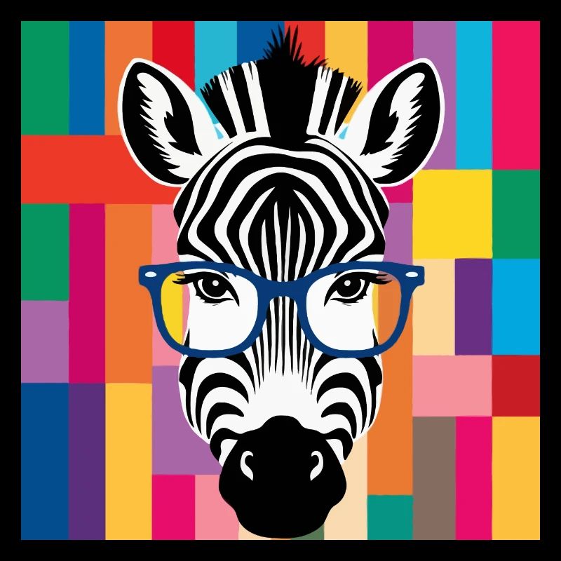 Zebra Cool with Glasses Colorful