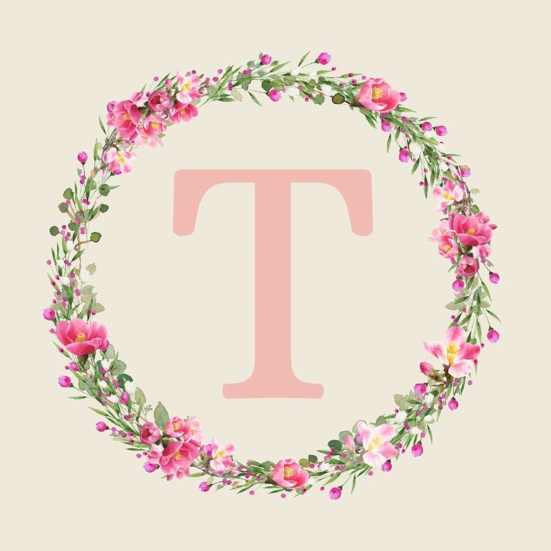 T Monogram, Couronne de fleurs, Personnalisable