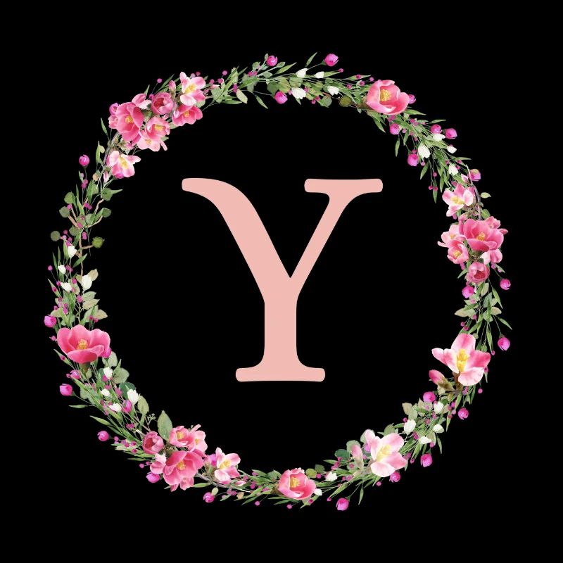 Y Monogramm, Blumen-Kranz, personalisierbar