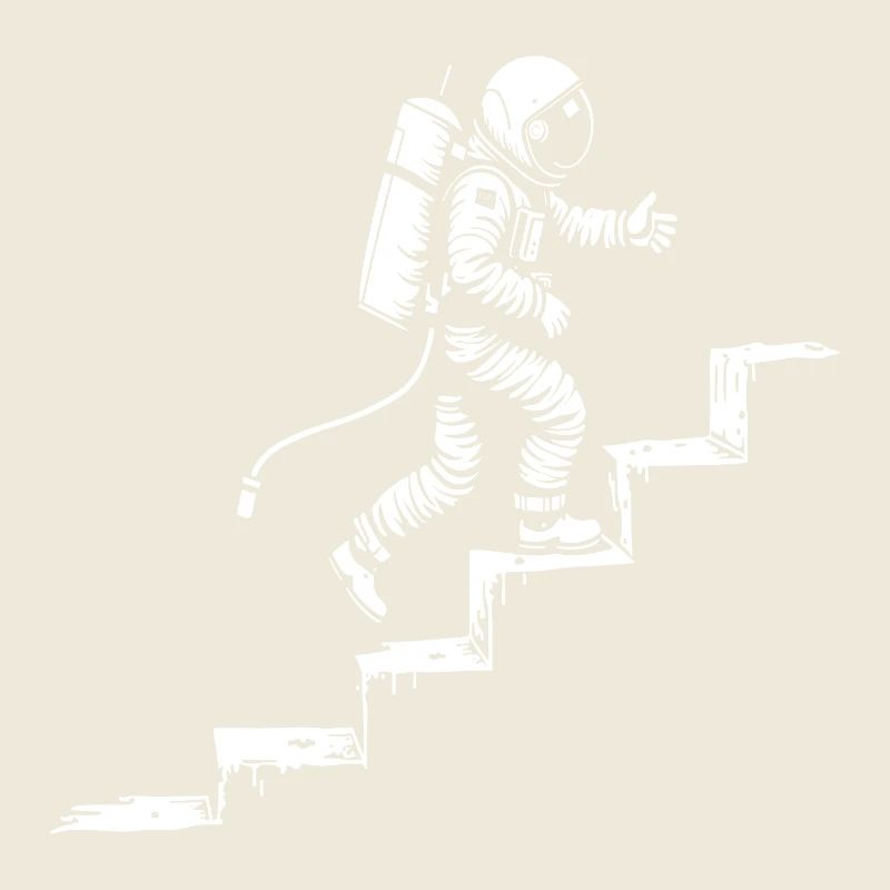 Astronaute dans les escaliers style spatial