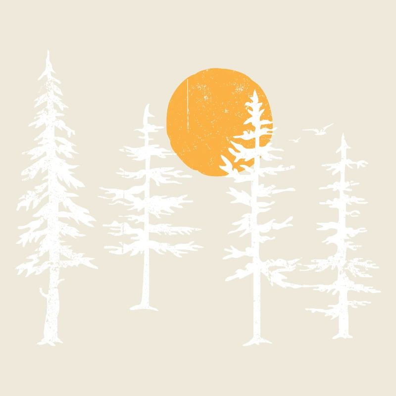 Serene Forest Silhouette with Sunset