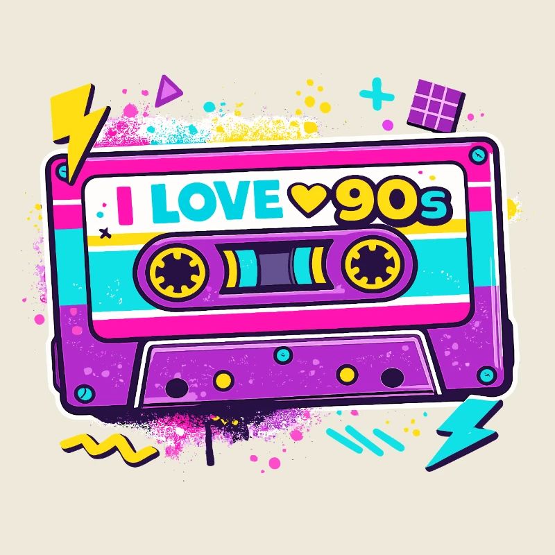 I Love 90s Cassette Graphic