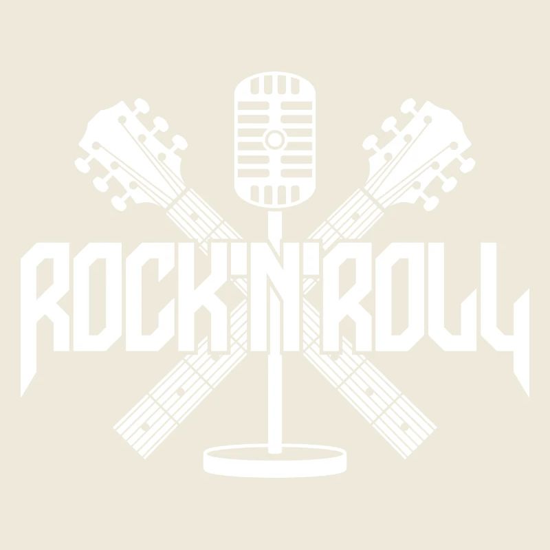 Rock 'N' Roll Logo with Guitars and Microphone