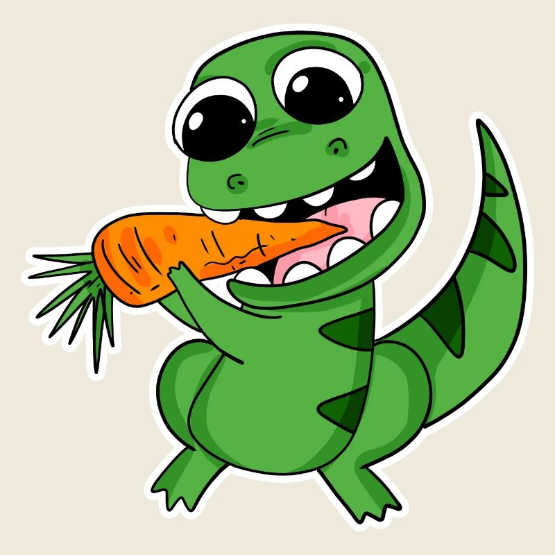 Dino eats carrot